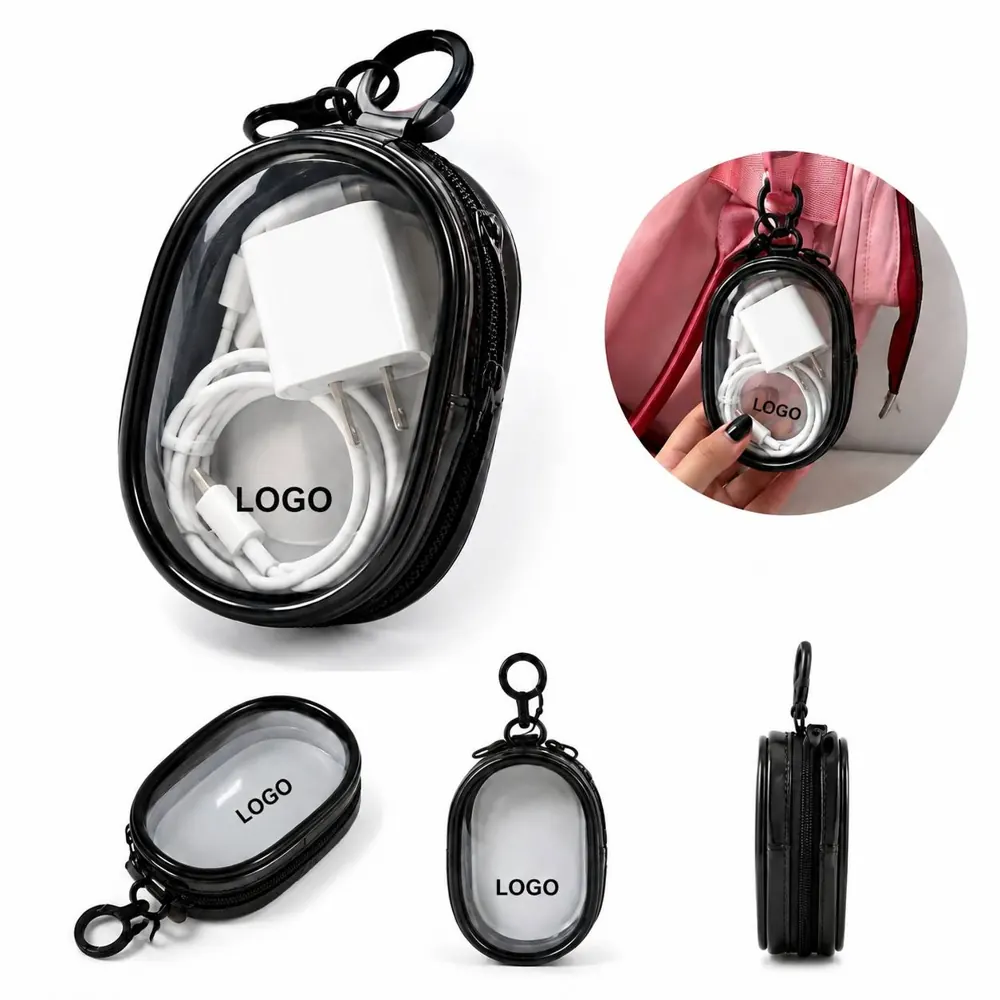 Transparent Cable Storage Pouch with Multiple Compartments
