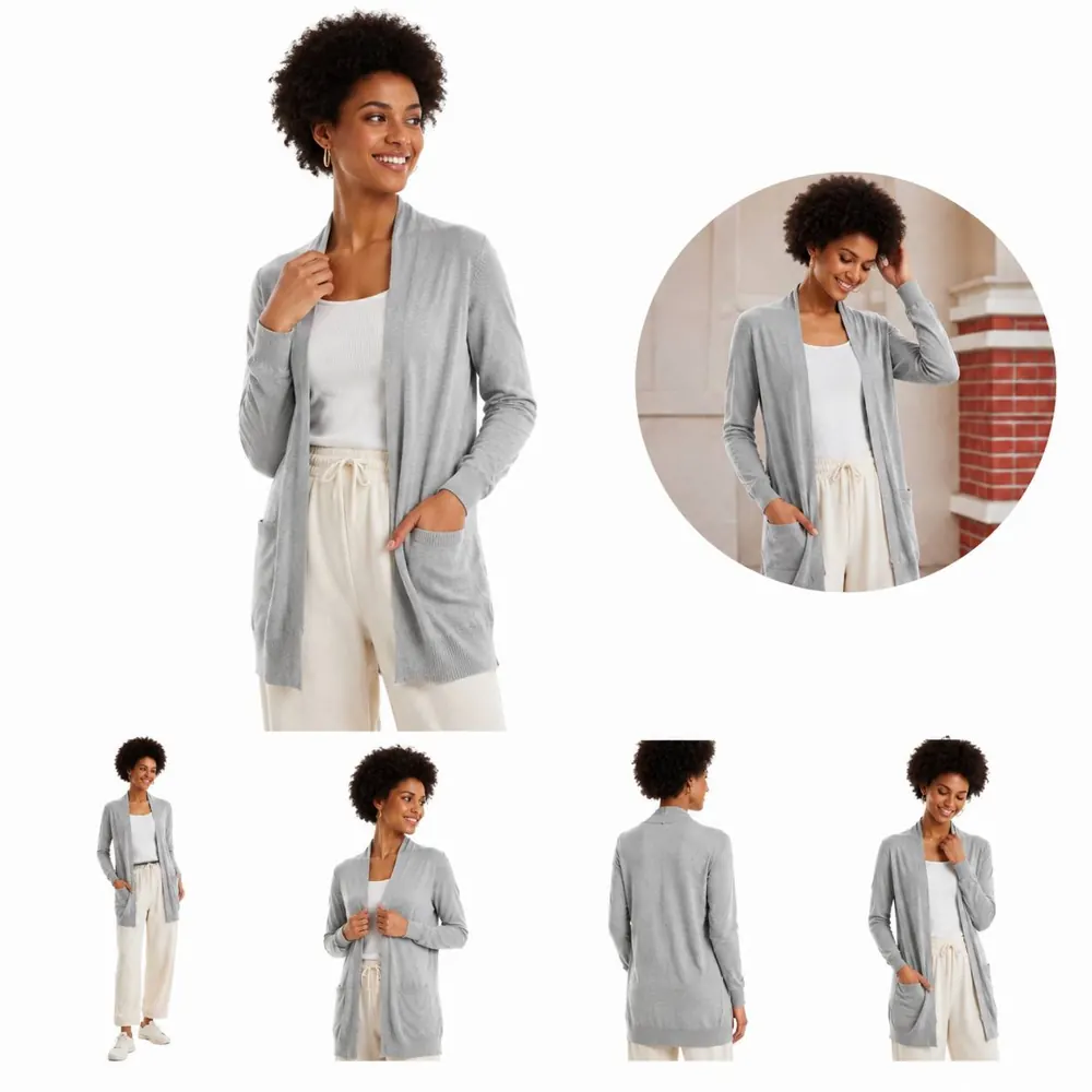 Women's Lightweight Knit Long Cardigan Open Front 2