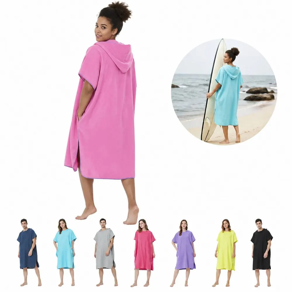Unisex Quick-Dry Microfiber Bathrobe with Hood 2