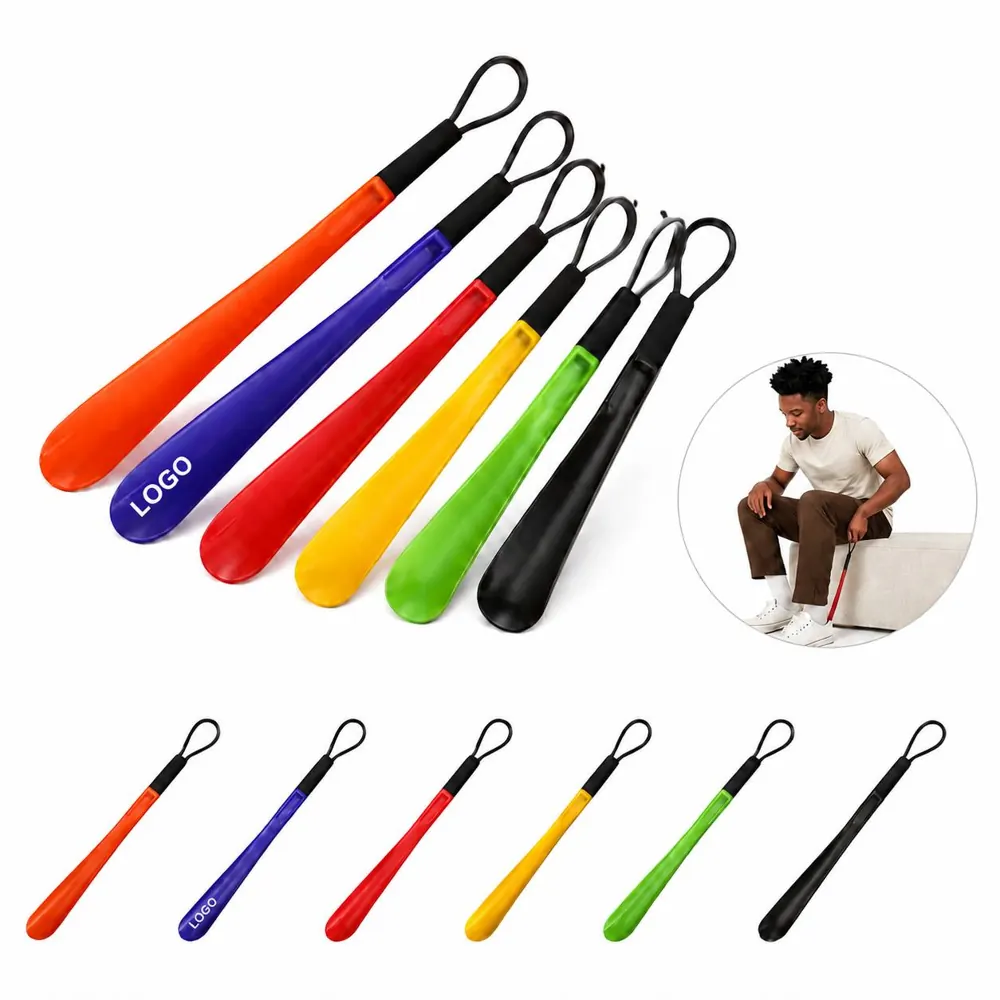 Extended Hanging Shoe Horn with Smooth Edge for No-Bend Use