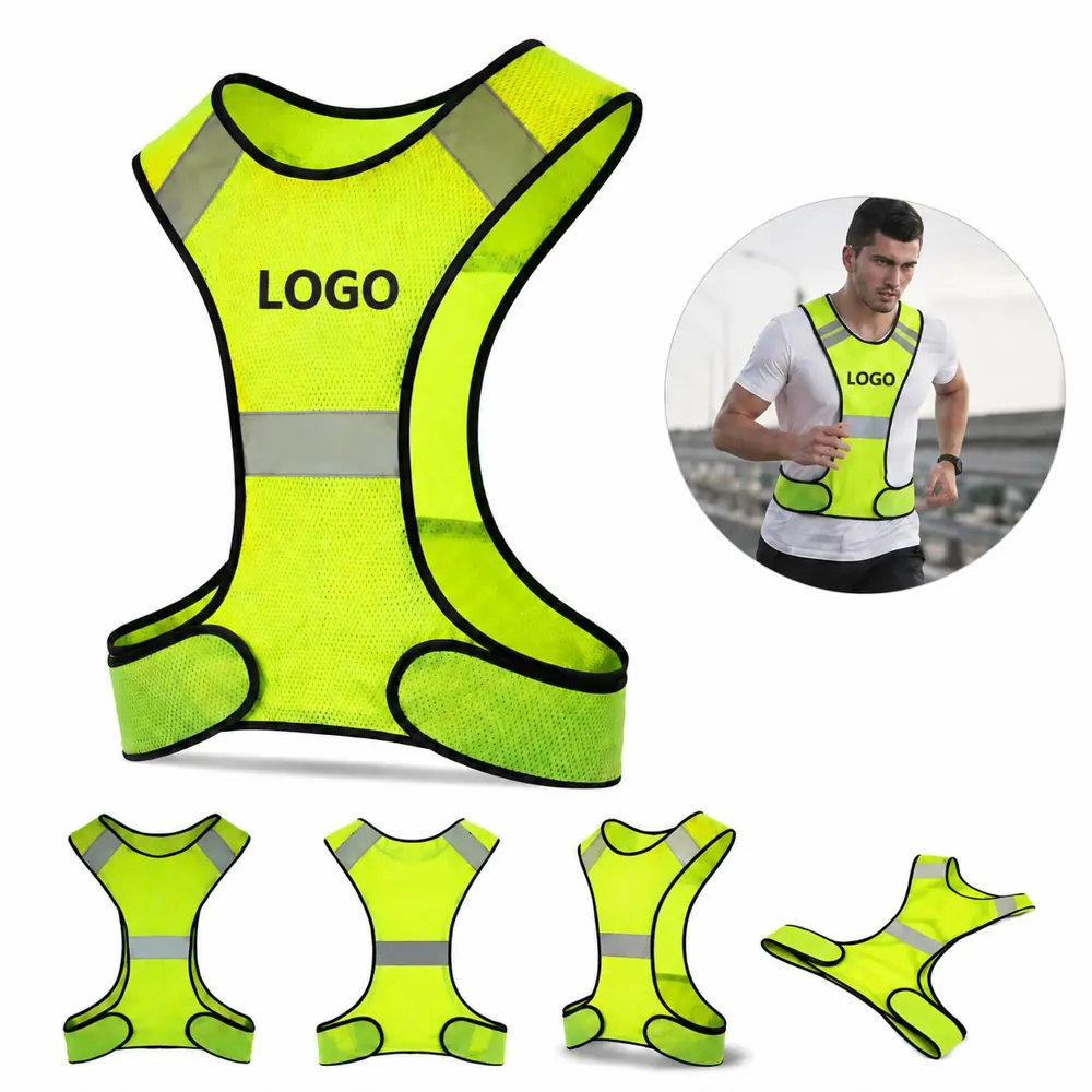 Reflective Running Vest with Front Pocket for Night Safety