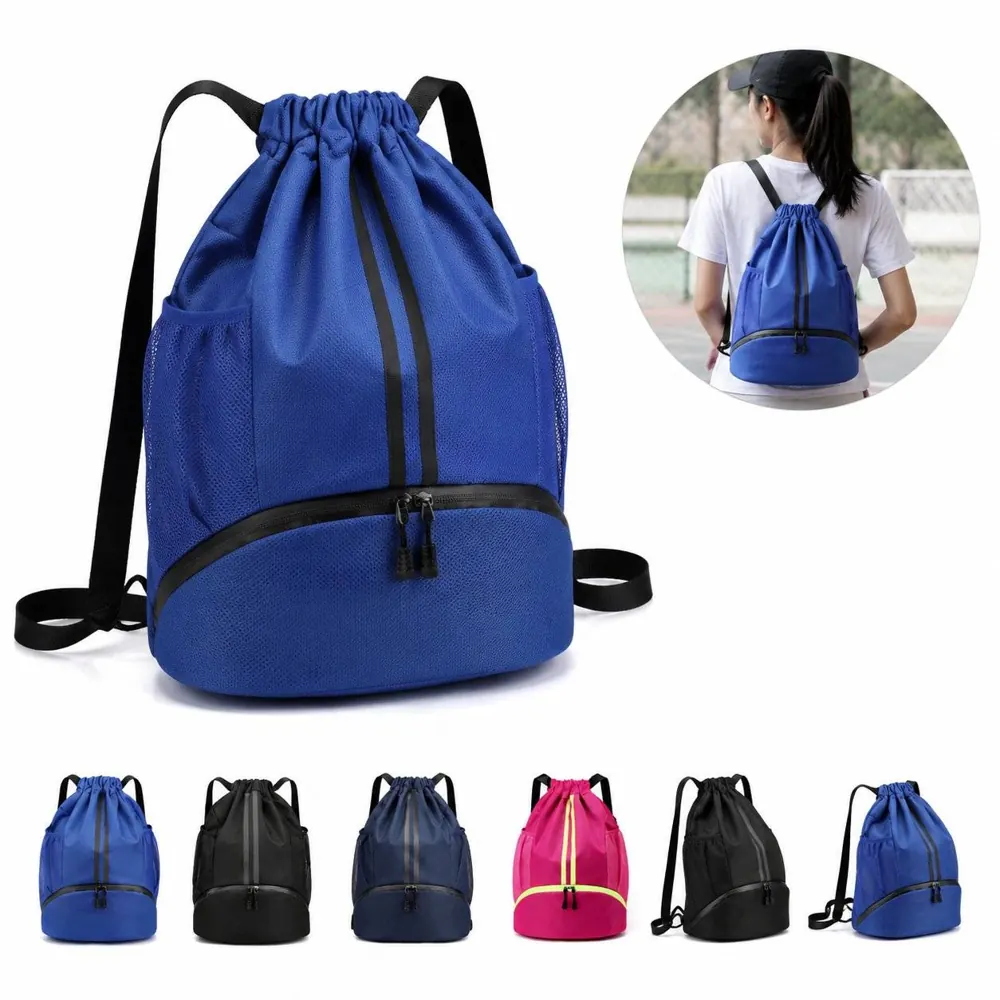 Nylon Drawstring Backpack with Zipper Pocket 2