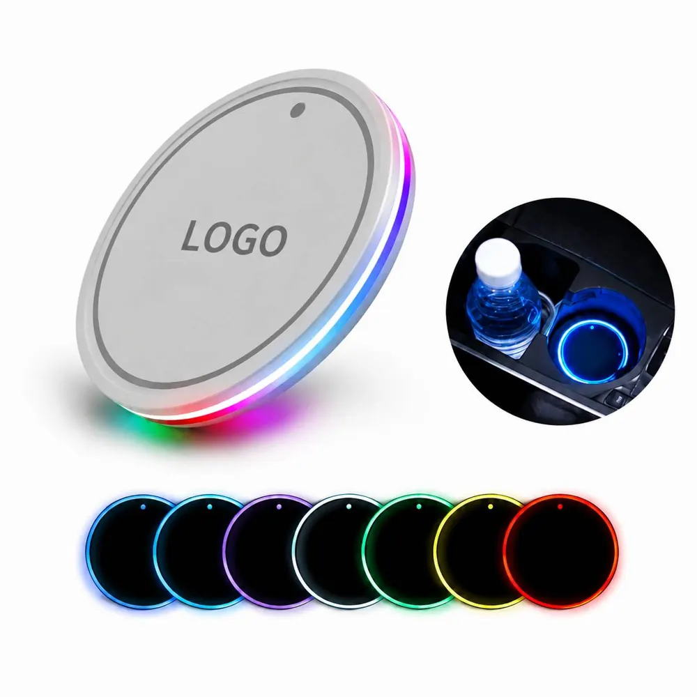 USB Rechargeable LED Cup Coasters for Car Interior