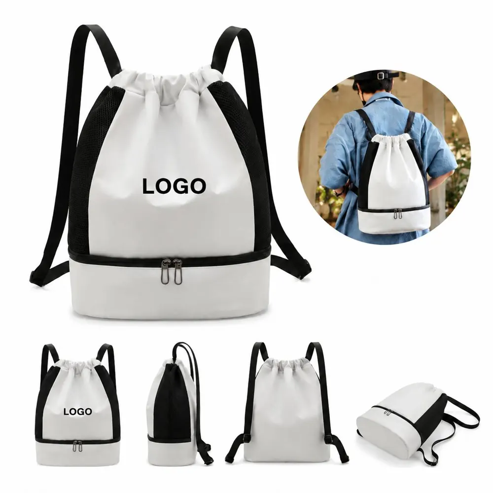 Oxford Drawstring Backpack with Shoe Compartment