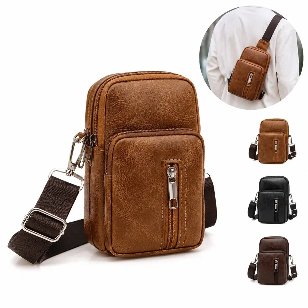 Men's PU Leather Crossbody Bag with Adjustable Strap 2
