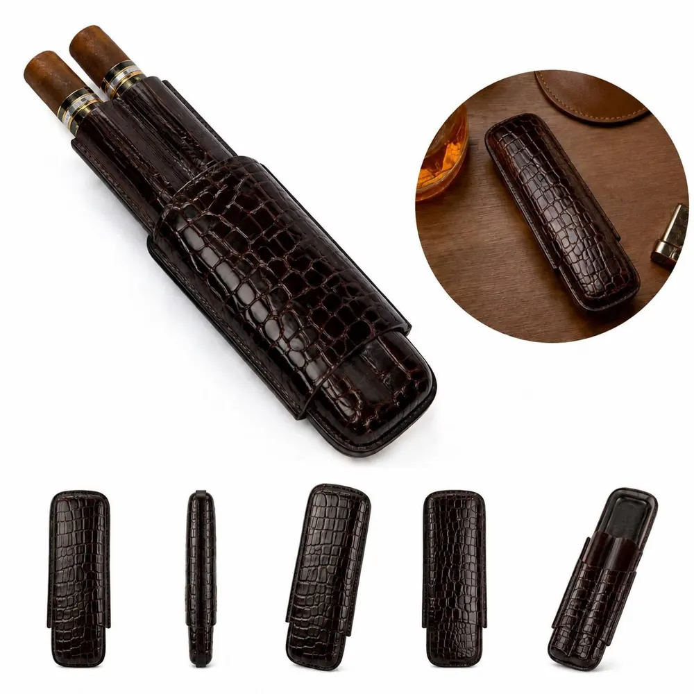 Multi-Color Leather Cigar Humidor with Cedar Lining 2