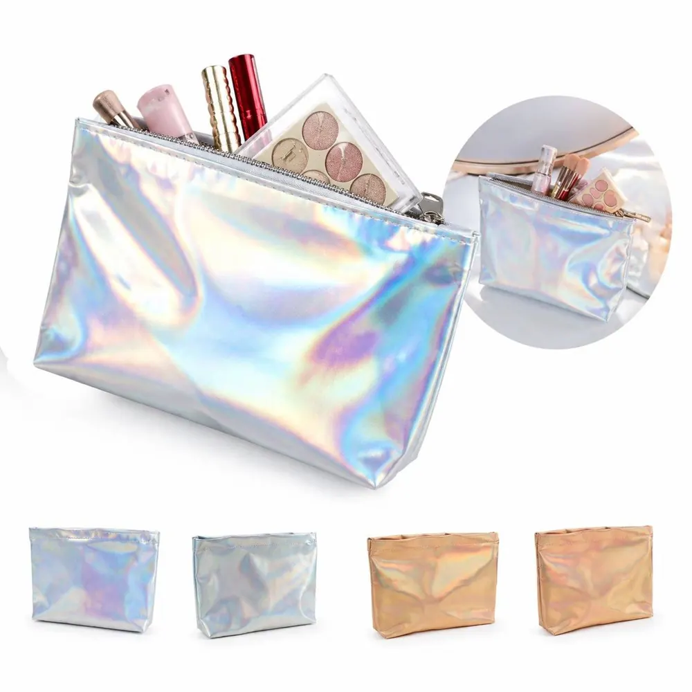 Waterproof Holographic PU Cosmetic Bag with Multi-Pockets 2