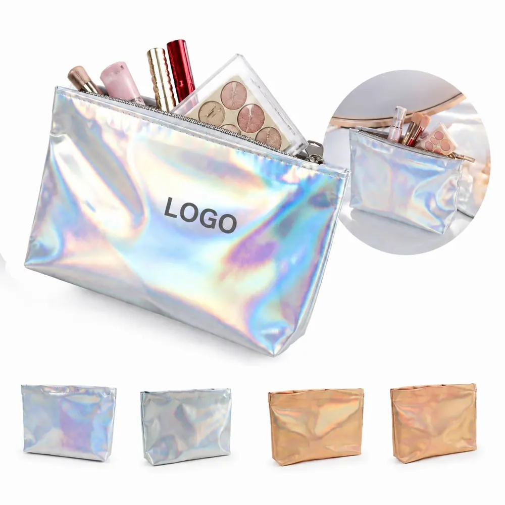 Waterproof Holographic PU Cosmetic Bag with Multi-Pockets