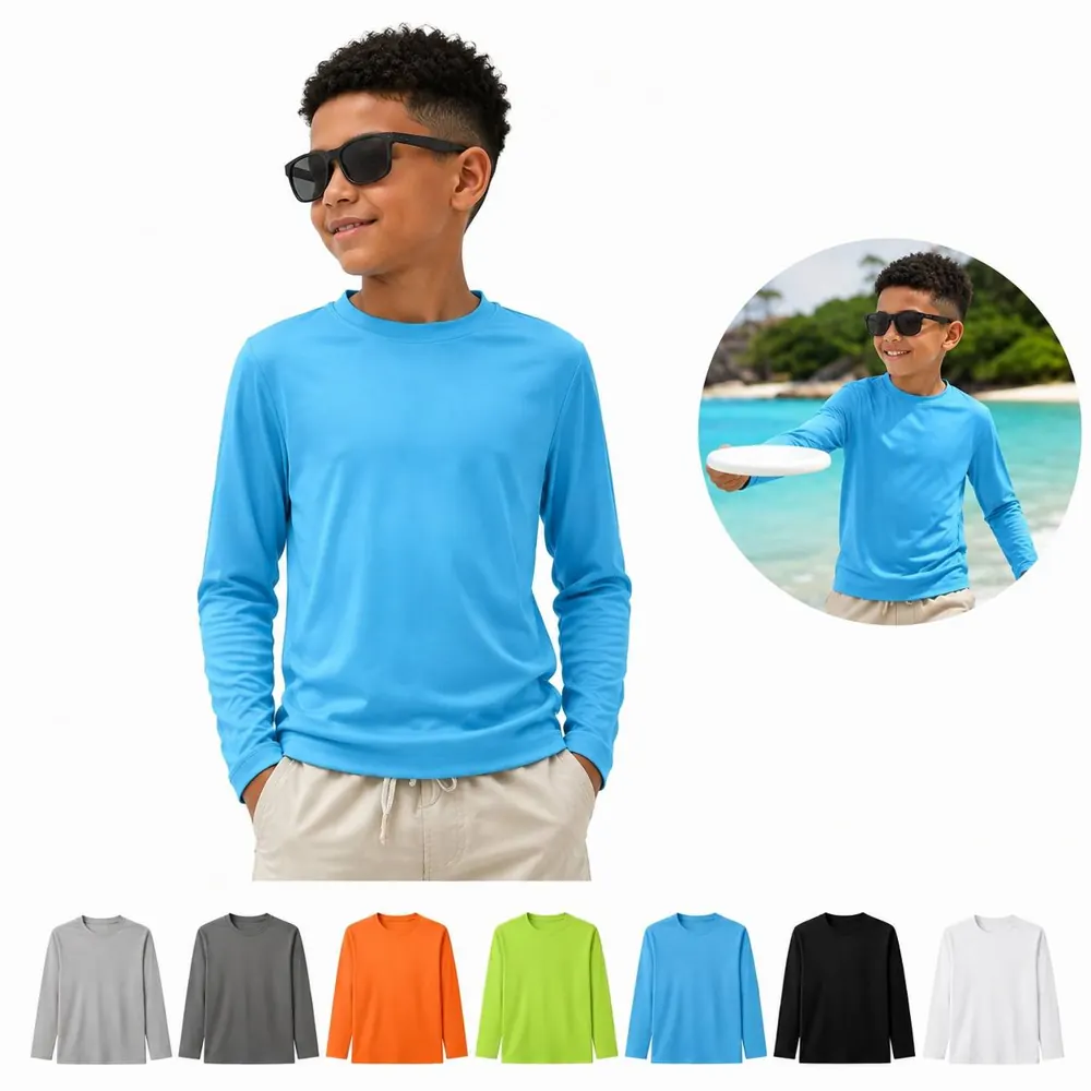 UPF 50+ Kids Sun Tee - Lightweight Long Sleeve Summer Shirt 2
