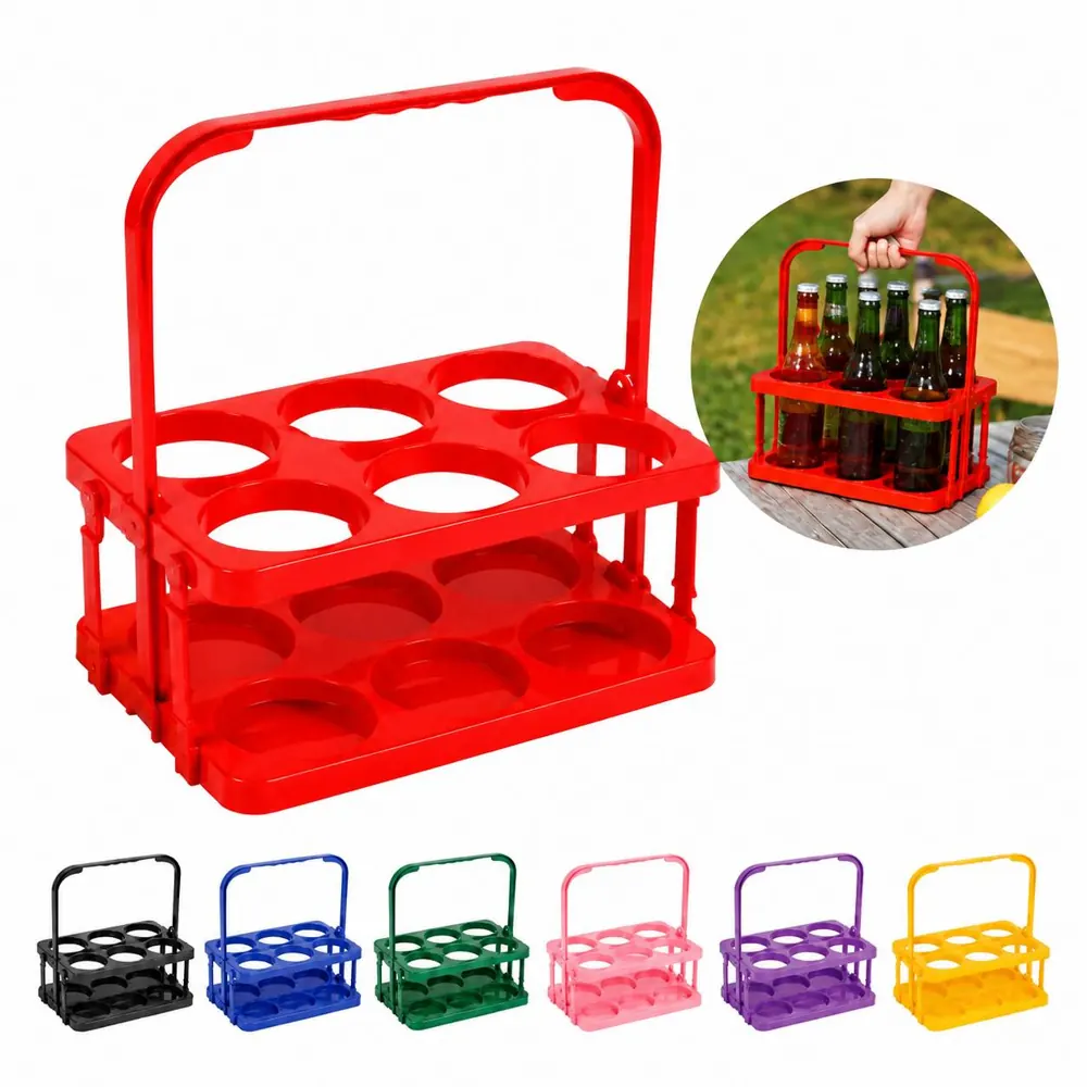 Foldable 6-Bottle Drink Carrier, Durable Plastic Cup Holder 2