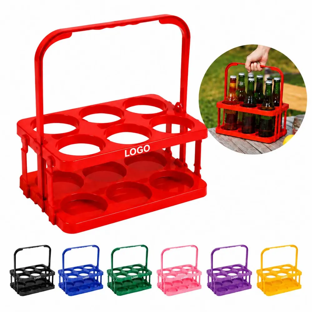 Foldable 6-Bottle Drink Carrier, Durable Plastic Cup Holder