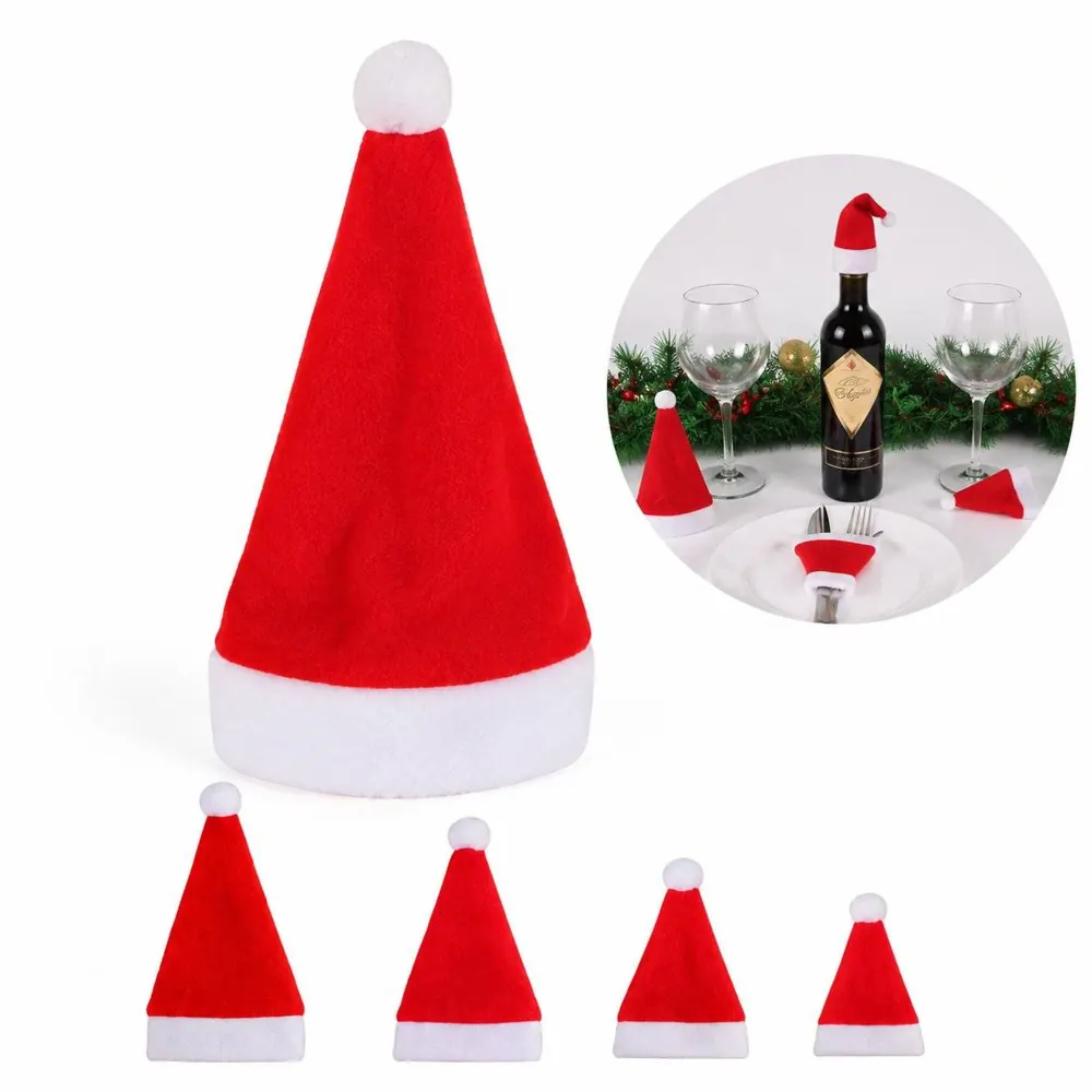 Mini Santa Hat Bottle Covers for Festive Table Decor 2