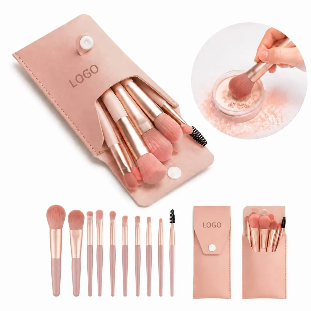 8-Piece Travel Makeup Brush Set with Soft Synthetic Bristles