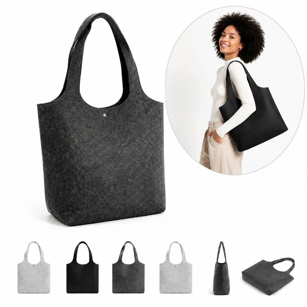 Eco-Friendly Felt Tote Bag with Reinforced Handles 2
