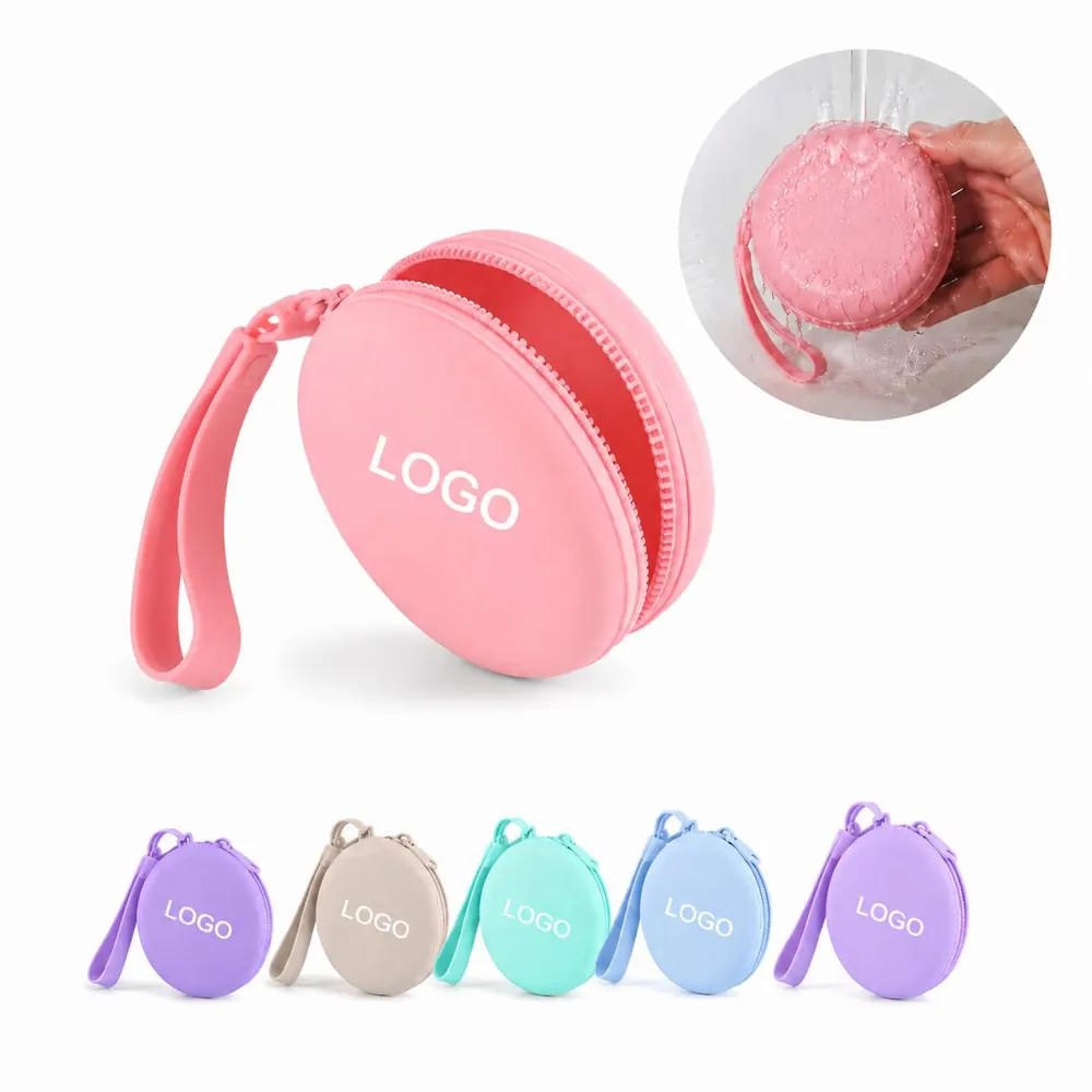 Matte Silicone Zipper Coin Purse, Waterproof Round Storage