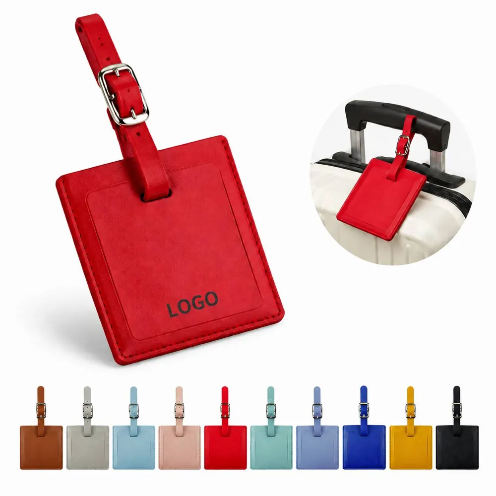 Faux Leather Luggage Tag with Clear ID Window