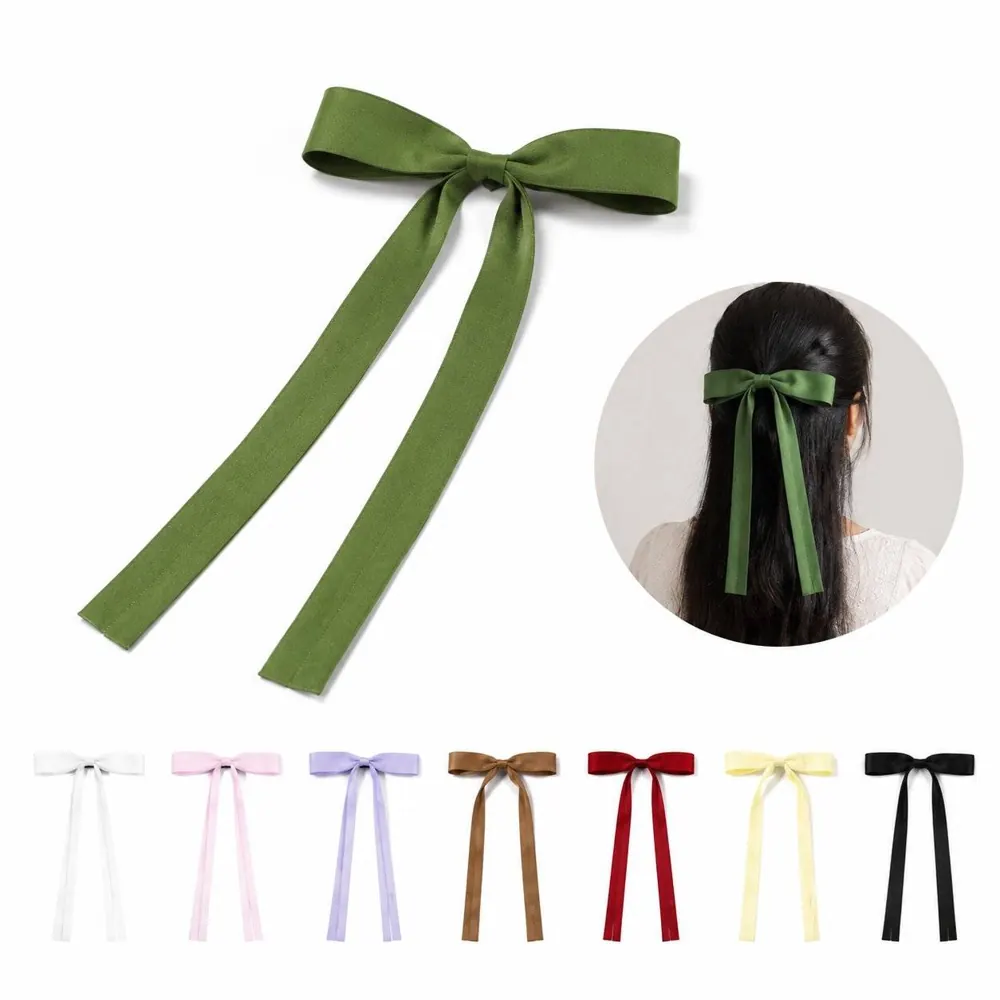 Flowing Ribbon Bow Hair Clip with Cascading Tails 2