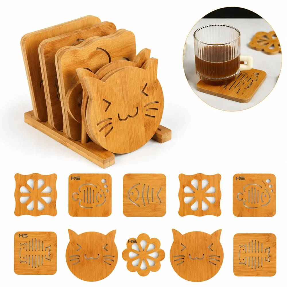 Natural Wood Heat Mat for Hot Pots, Thermal Insulation 2