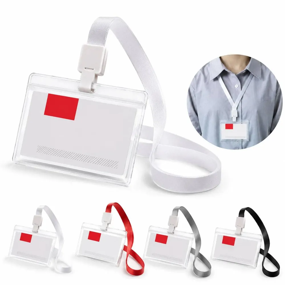 Acrylic ID Badge Holder Lanyard with Breakaway Safety Clasp 2