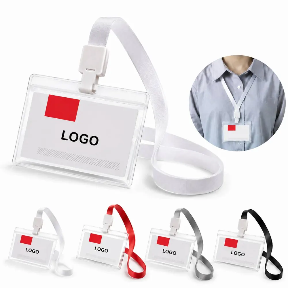 Acrylic ID Badge Holder Lanyard with Breakaway Safety Clasp