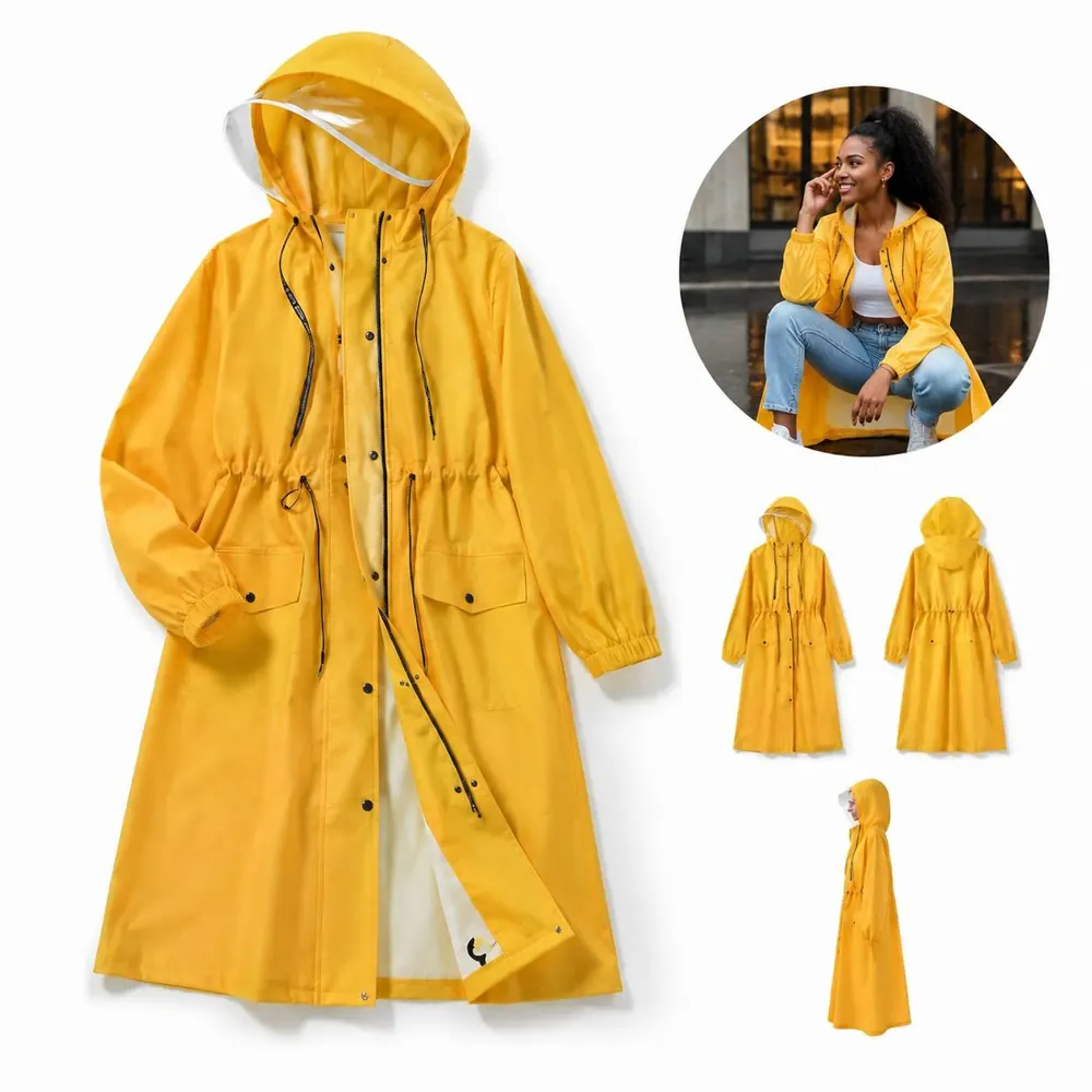 Long Hooded EVA Raincoat Waterproof Windbreaker for Outdoor 2