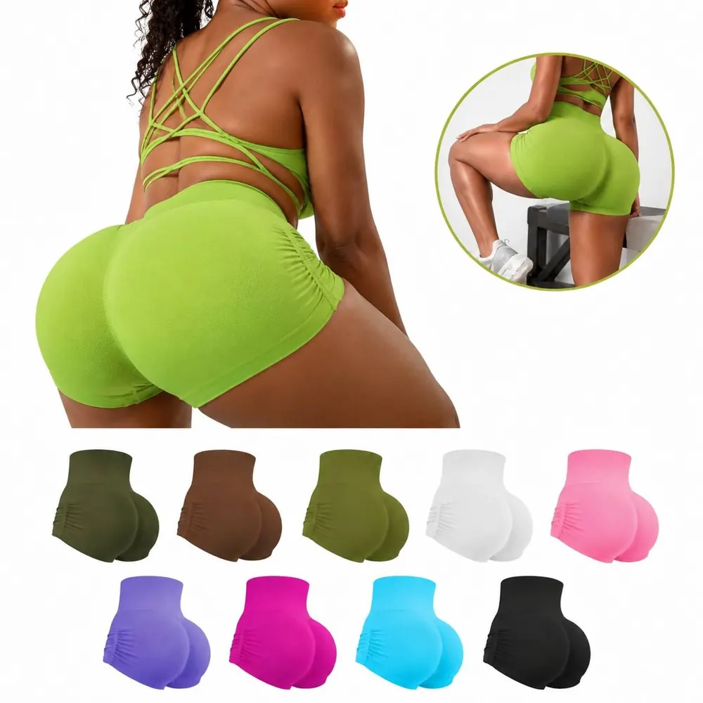 High Waist Seamless Yoga Shorts with Tummy Control 2
