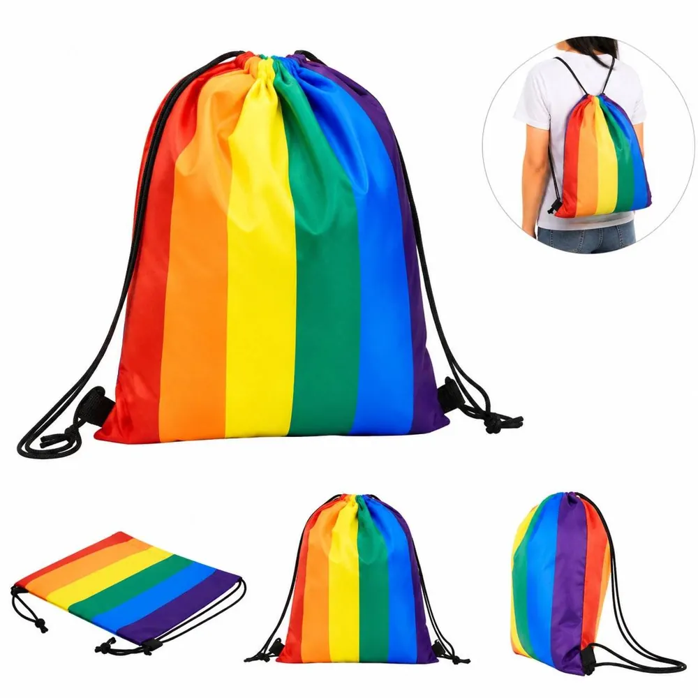 Rainbow Drawstring Bag Lightweight Storage for Gym School 2