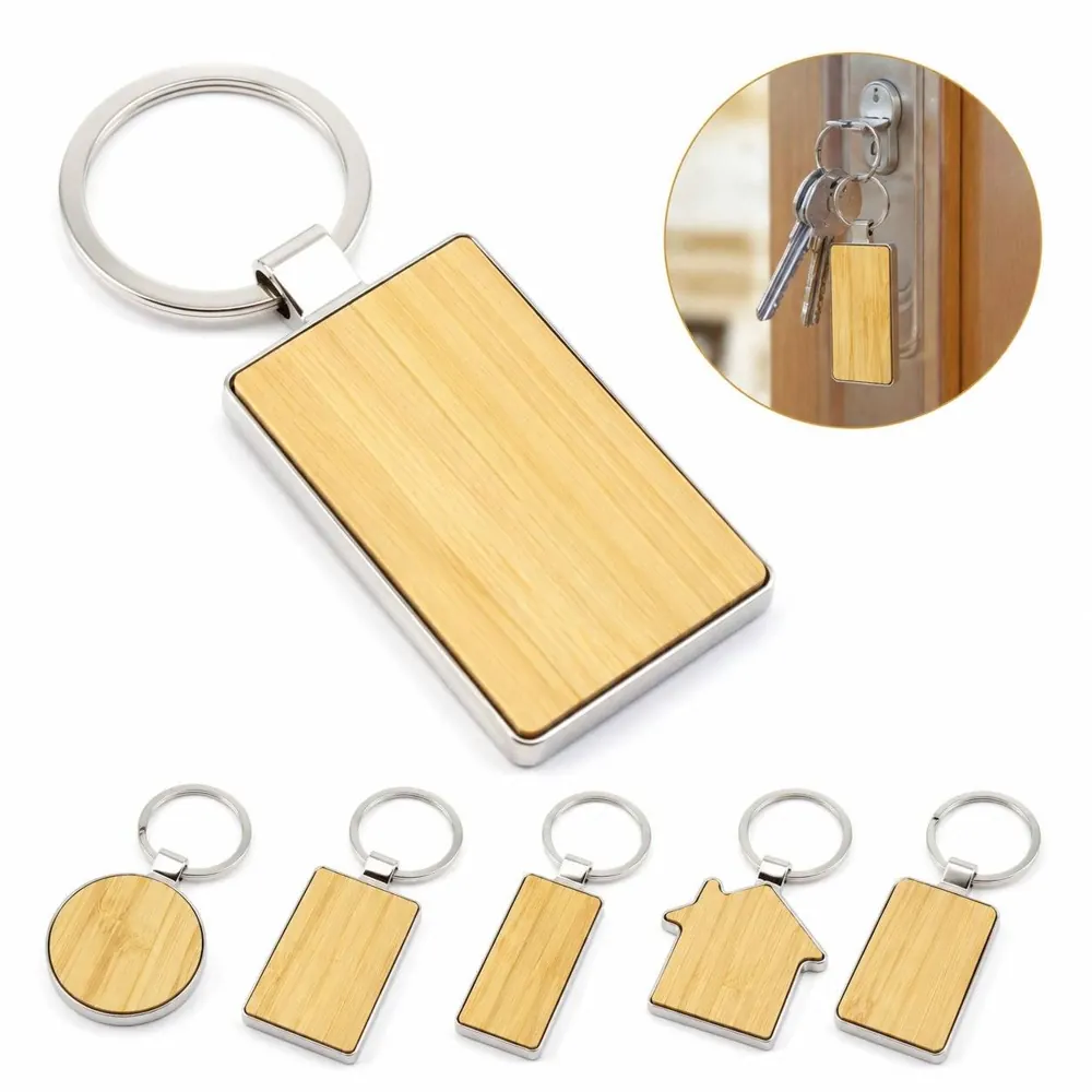 Natural Bamboo Keychain with Secure Loop for Car Keys 2