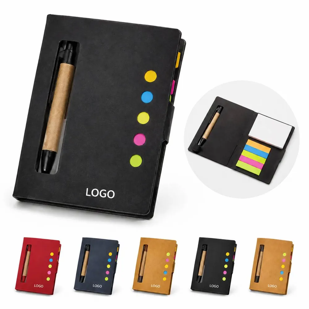 Kraft Paper Notebook with Pen and Sticky Notes for Office