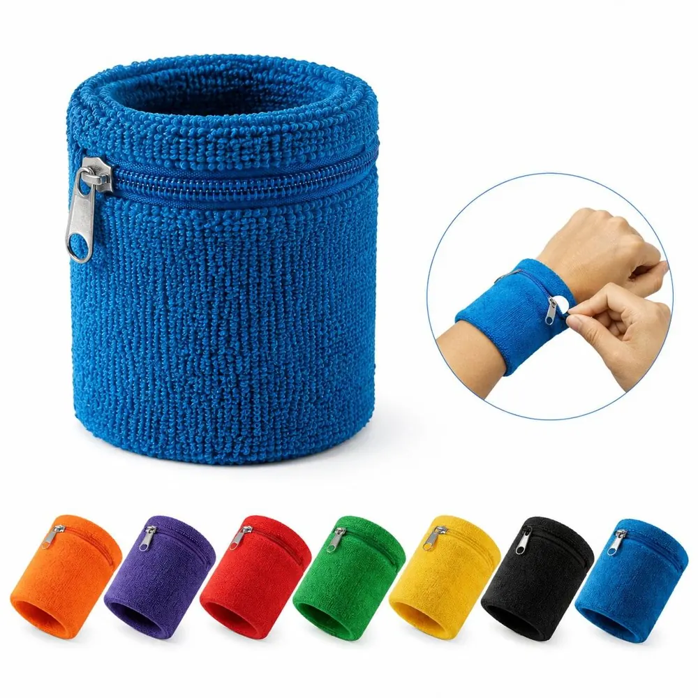 Moisture-Wicking Sports Wristband with Zipper Pocket 2