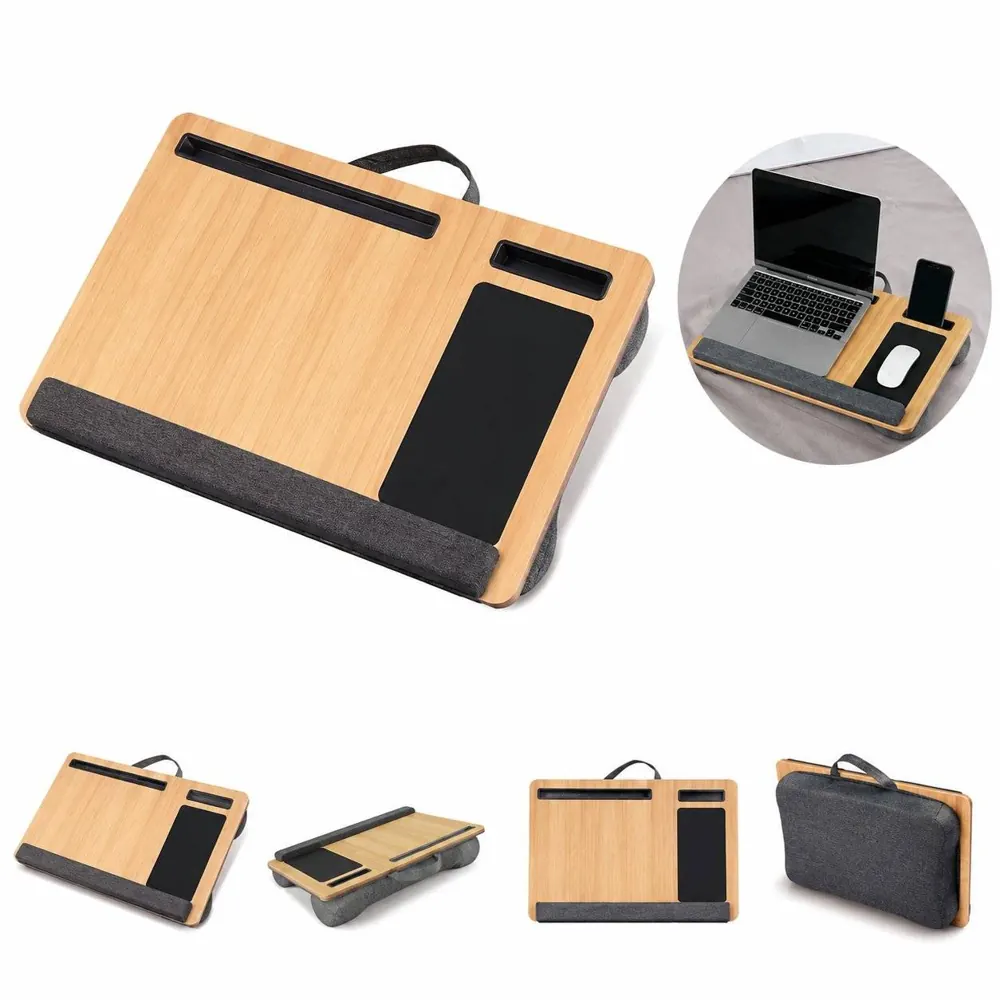 Wooden Lap Desk with Handle, Portable Laptop Stand for Bed 2
