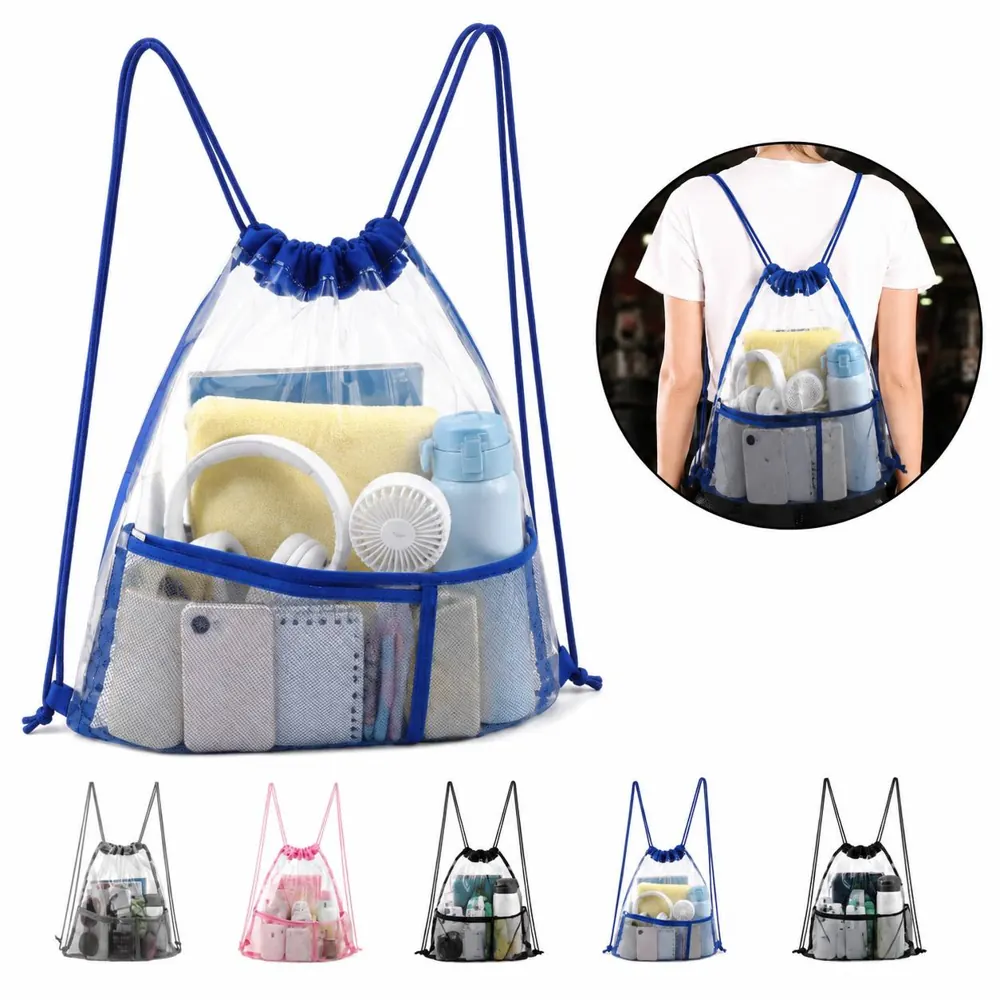 PVC Drawstring Backpack with Front Pocket 2