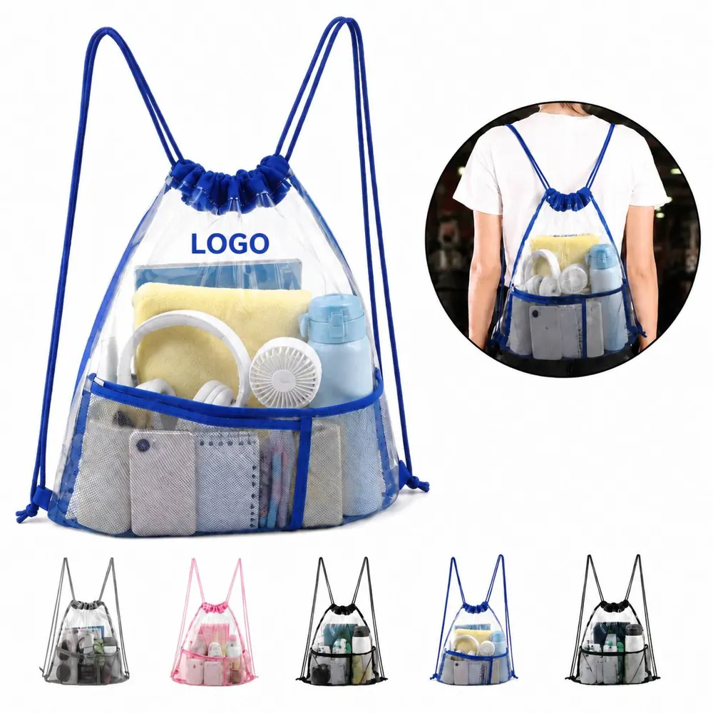 PVC Drawstring Backpack with Front Pocket