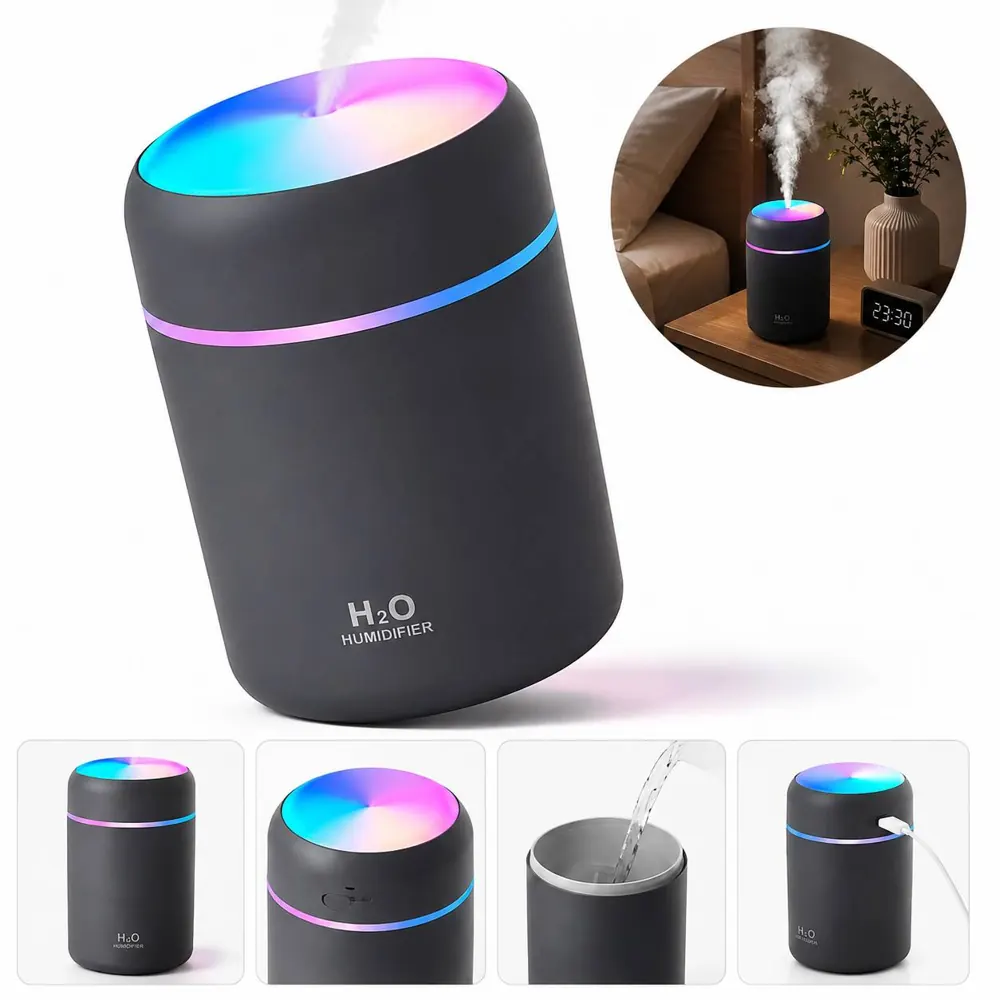 300ML USB Mini Humidifier with Night Light for Bedroom 2