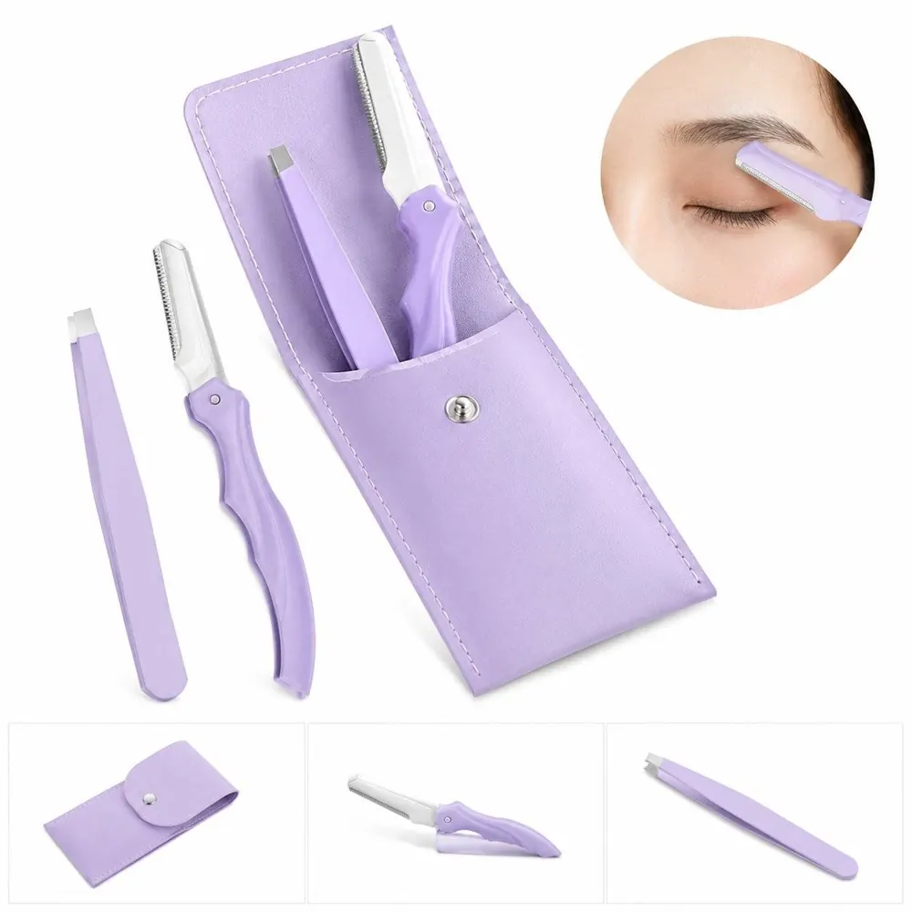 Stainless Steel Eyebrow Grooming Set with Safety Razor 2