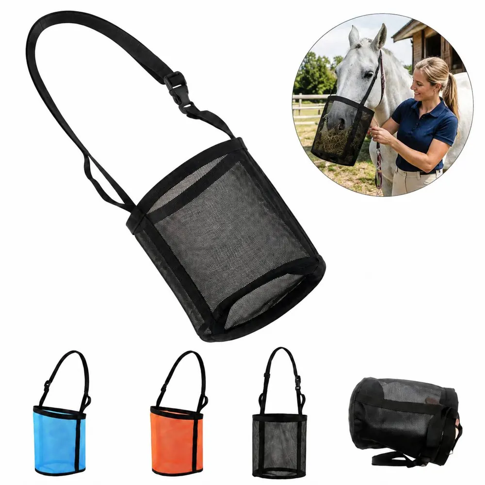 Bucket Type Mesh Horse Feeding Bag with Slow Feed Hay Net 2