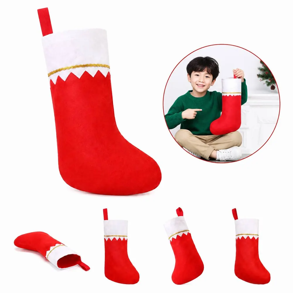 Felt Christmas Stocking Bags for Hanging Gifts, Santa Design 2