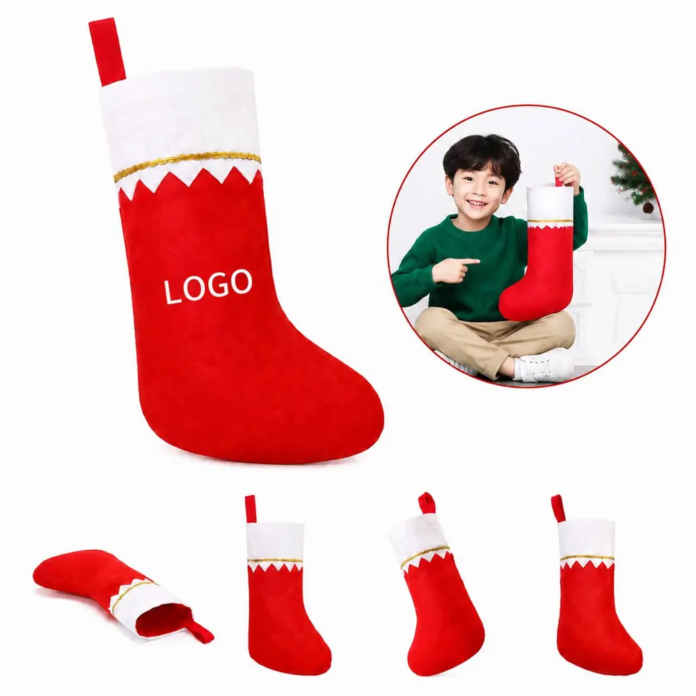 Felt Christmas Stocking Bags for Hanging Gifts, Santa Design