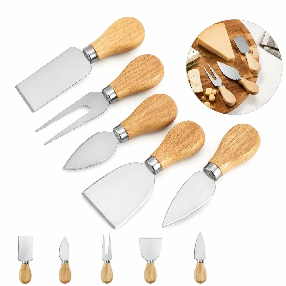 Stainless Steel Cheese Knife Set with Bamboo Handles 2