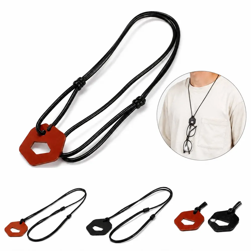 PU Leather Glasses Lanyard Holder Strap with Adjustable Clip 2