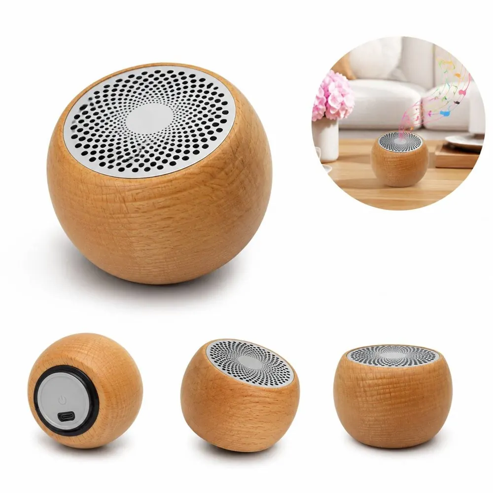 Mini Wooden wireless Speaker with Built-in Subwoofer 2