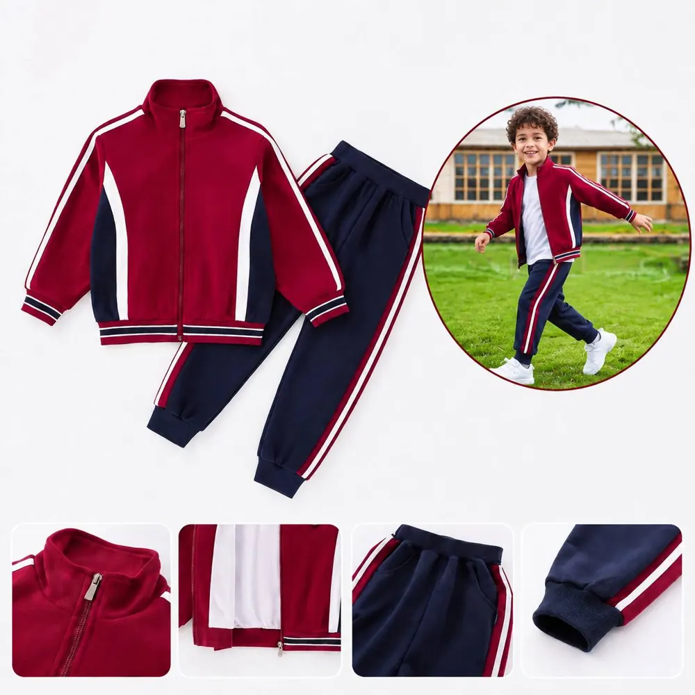 Kids Poly-Cotton School Uniform Set for Boys Girls 4-13Y 2