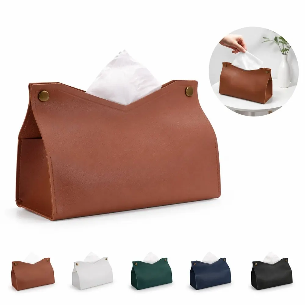 PU Leather Tissue Box Cover for Standard Facial Tissues 2