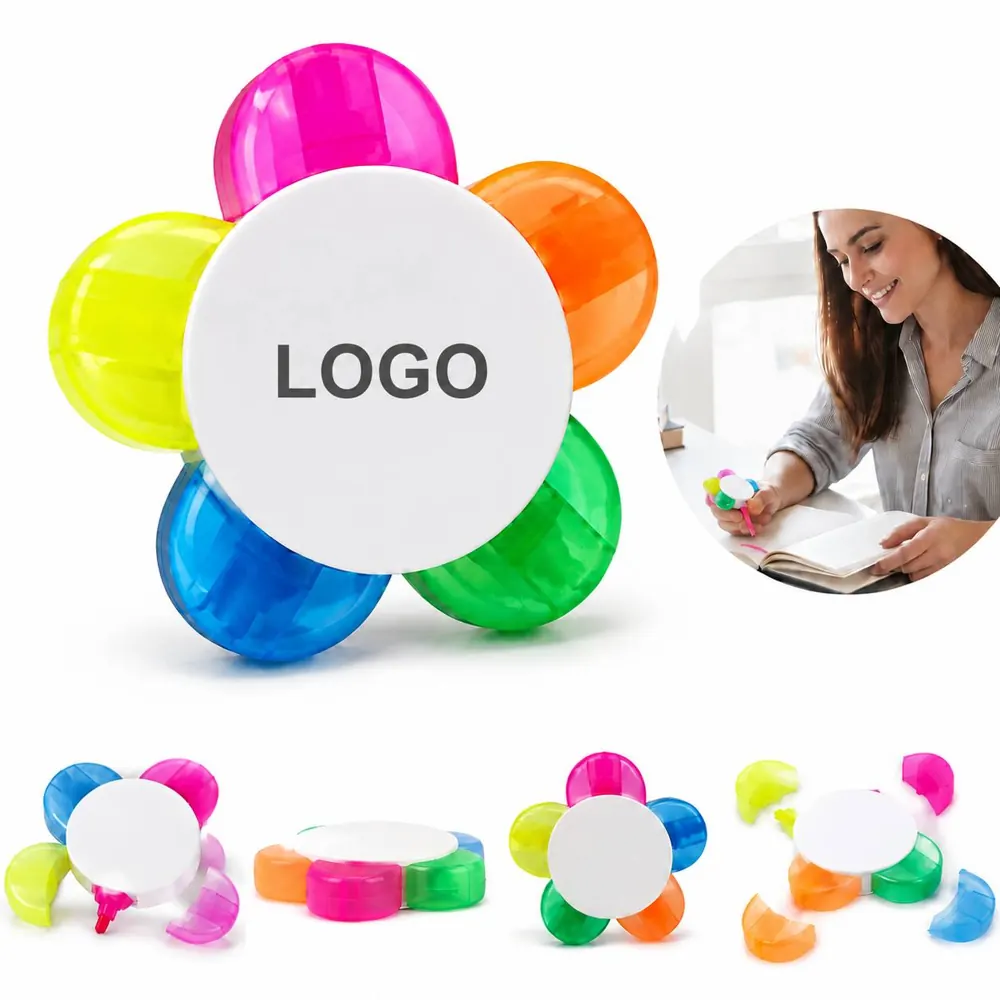 Flower 5-in-1 Highlighter, Petal Tip Fluorescent Marker