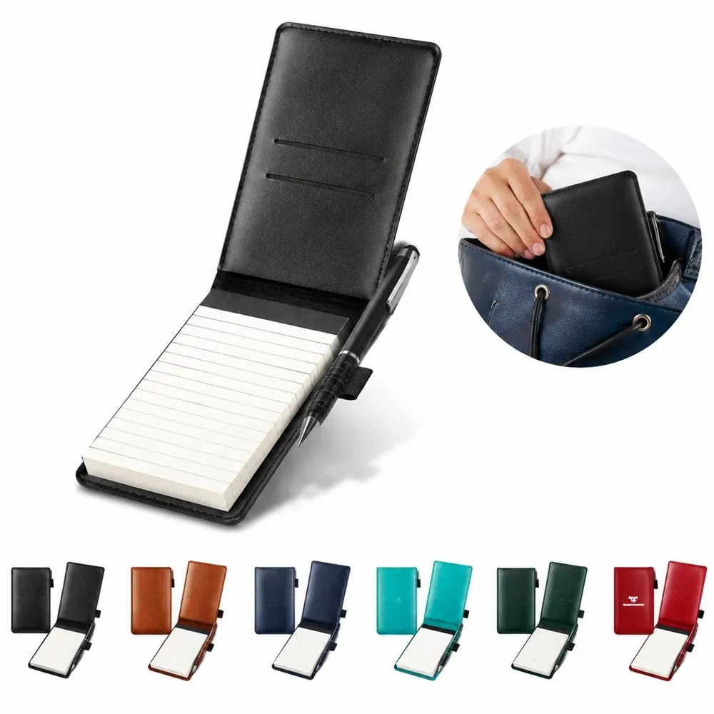 PU Leather A7 Mini Notepad Holder with Pen Loop 2
