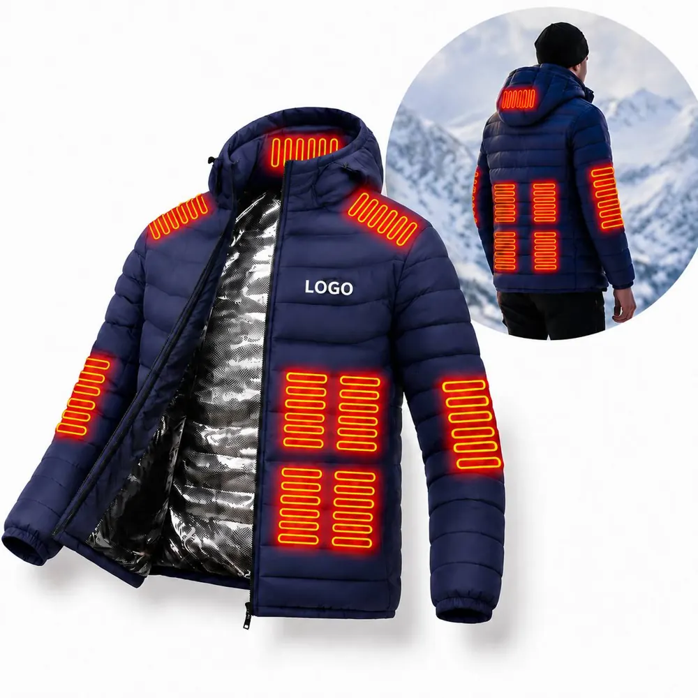 15-Zone Heated Down Jacket with Dual Control for Outdoor