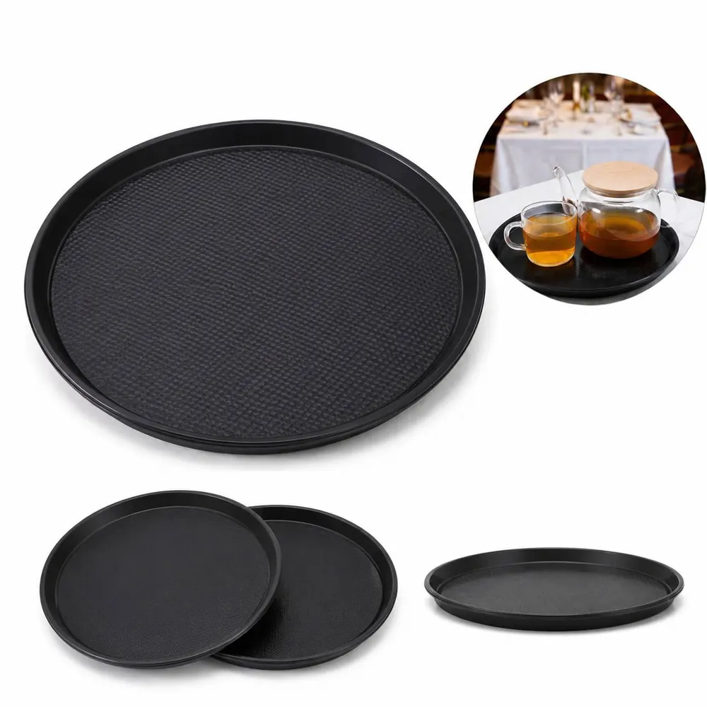 Non-Slip Round Serving Tray for Safe Food and Drink 2