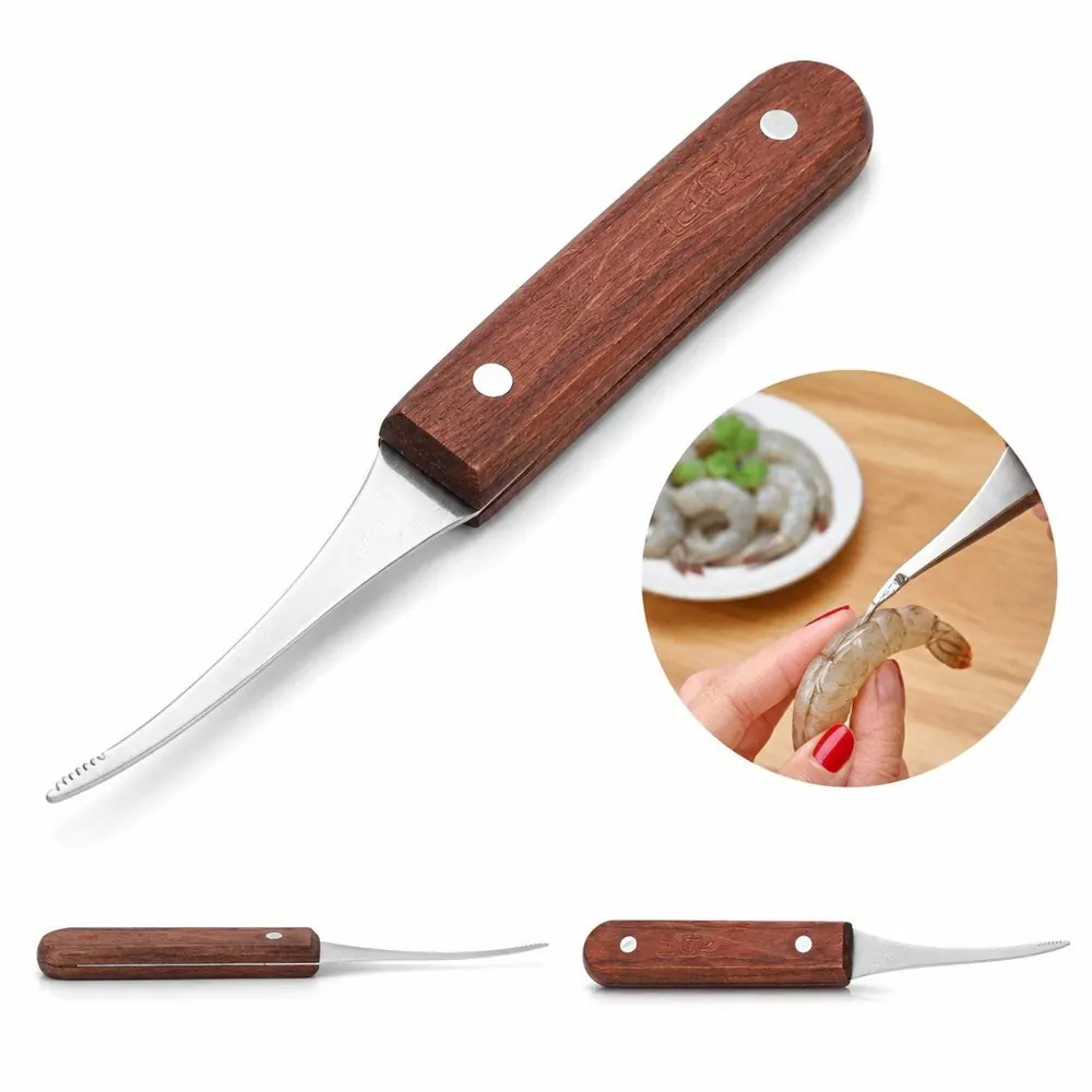 420 Stainless Steel Shrimp Deveiner with Walnut Wood Handle 2