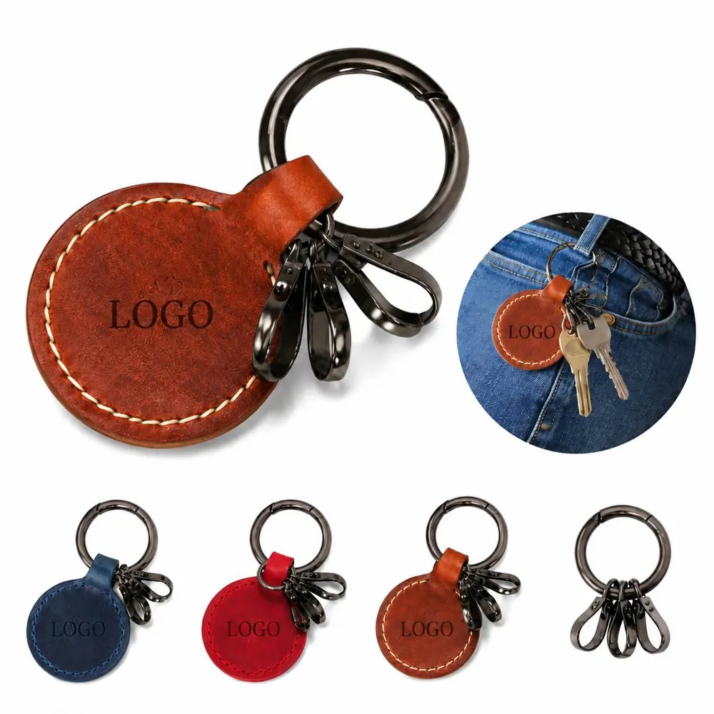 Handcrafted Genuine Leather Keychain with Sturdy Metal Ring
