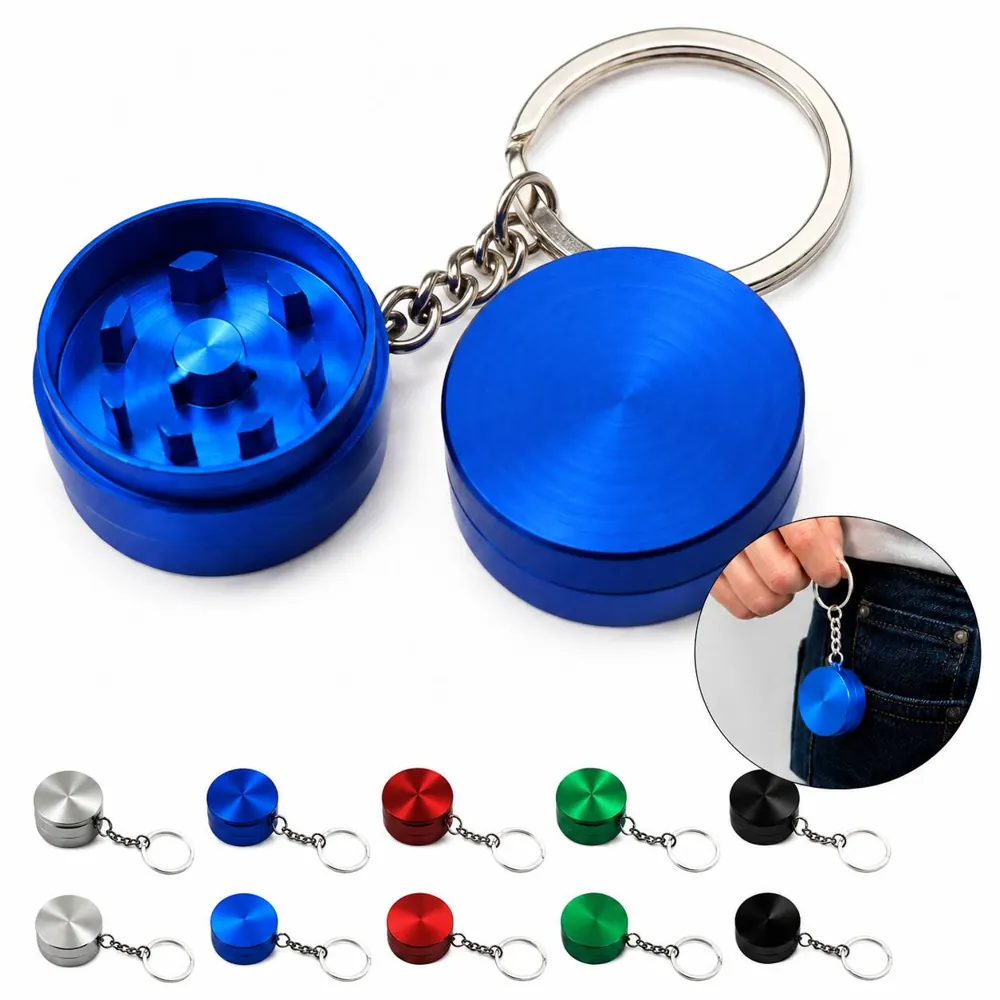 Portable 2-Layer Keychain Spice Grinder for Fine or Coarse 2